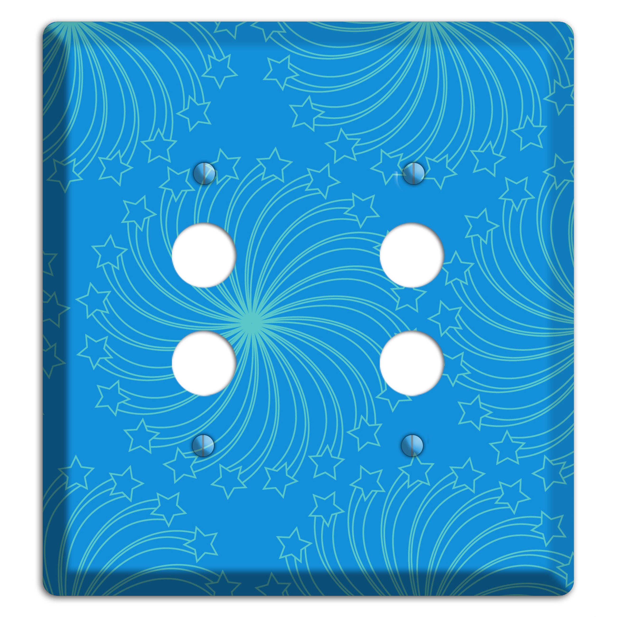 Multi Blue Star Swirl 2 Pushbutton Wallplate