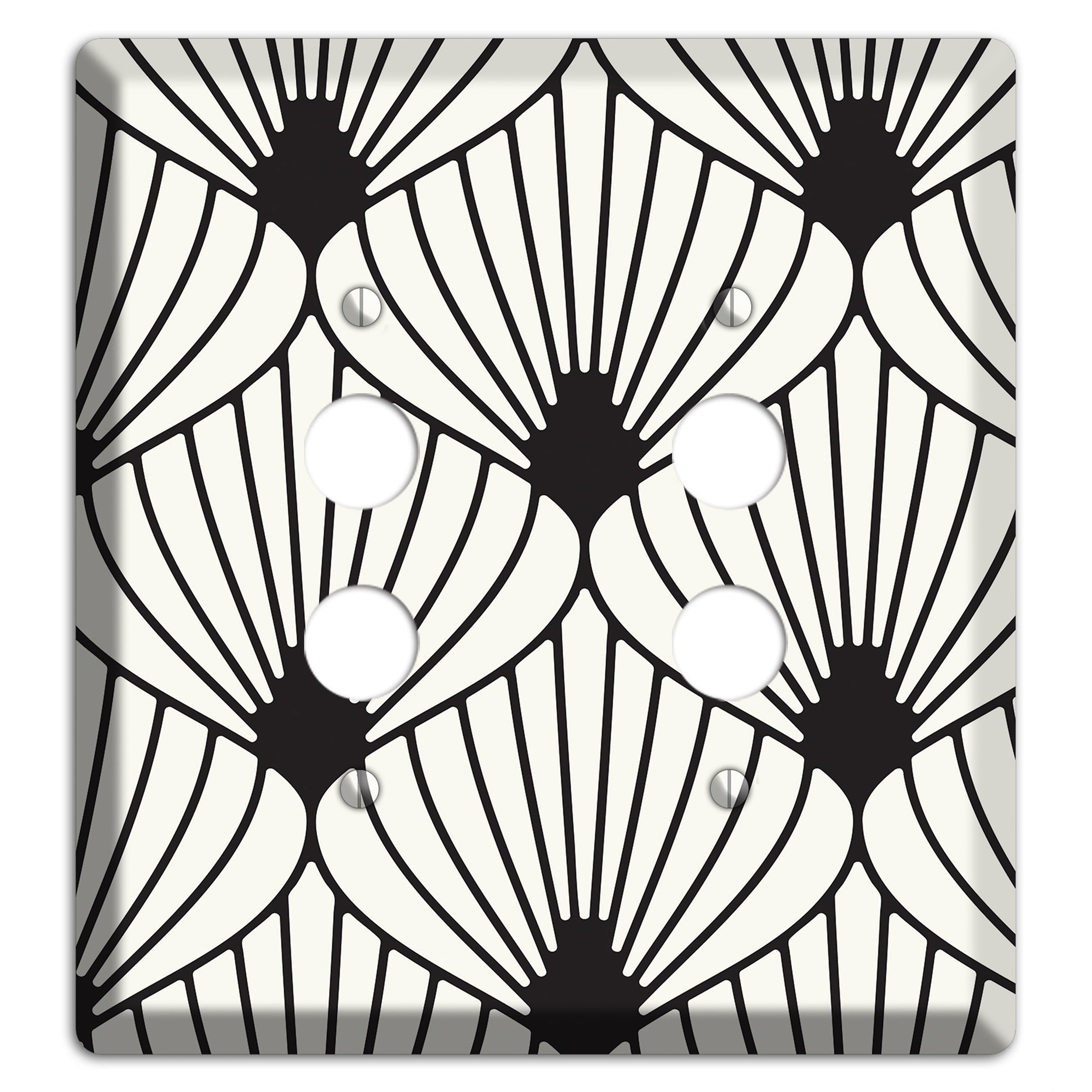 Black Deco Fans 2 Pushbutton Wallplate