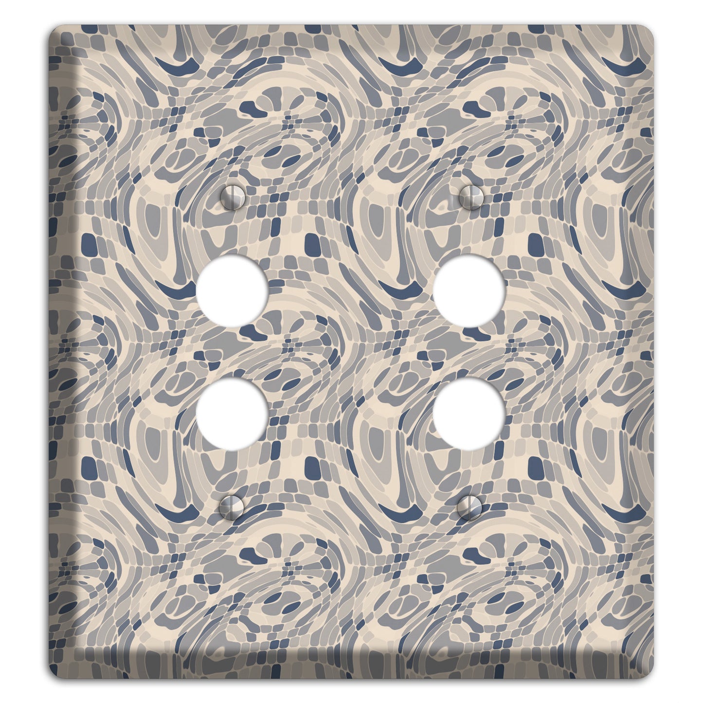 Blue and Beige Abstract 2 2 Pushbutton Wallplate