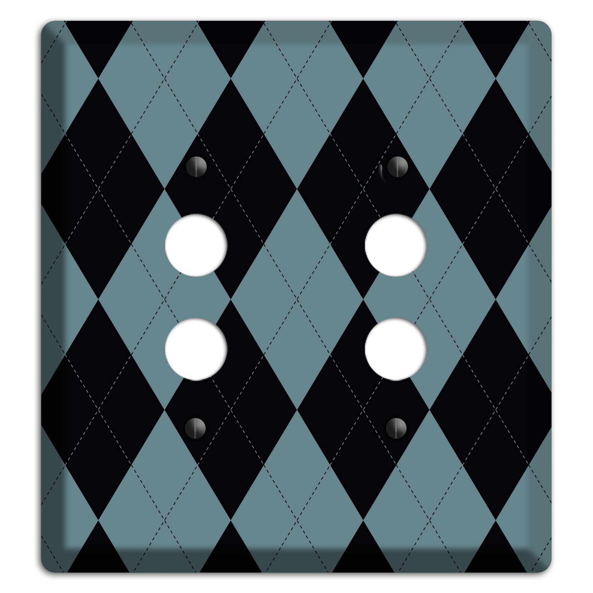 Blue and Black Argyle 2 Pushbutton Wallplate