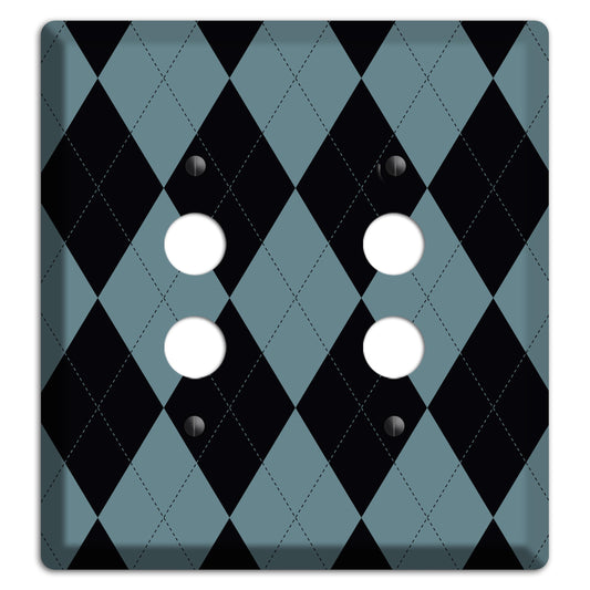 Blue and Black Argyle 2 Pushbutton Wallplate