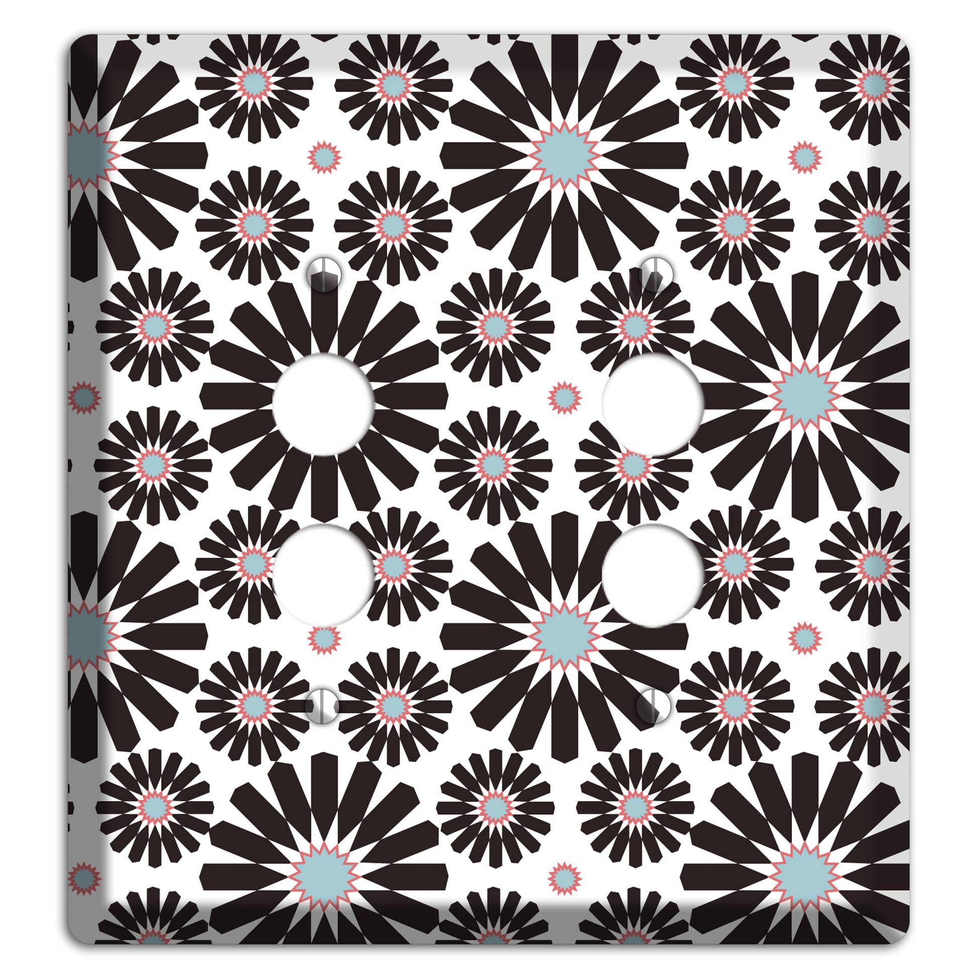 Dusty Blue Maroon Scandinavian Floral 3 2 Pushbutton Wallplate