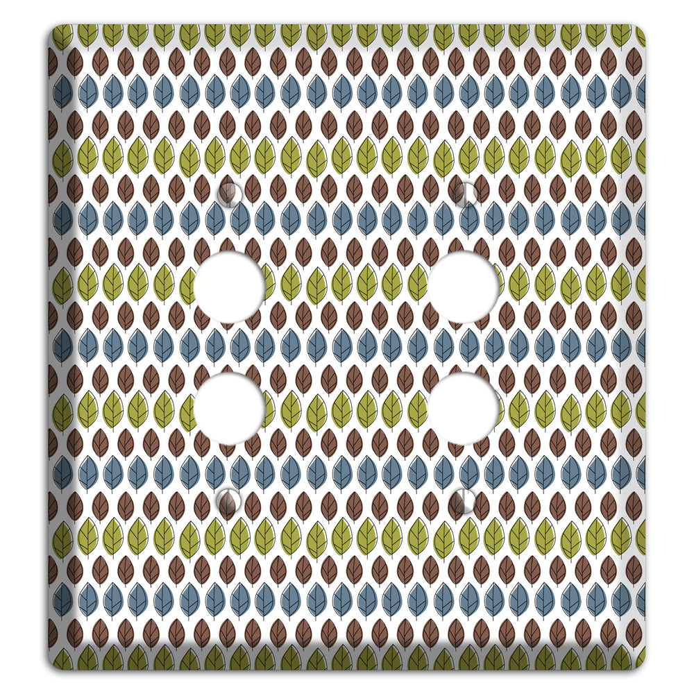 Sage Brown Dusty Blue Leaf Contour 2 Pushbutton Wallplate