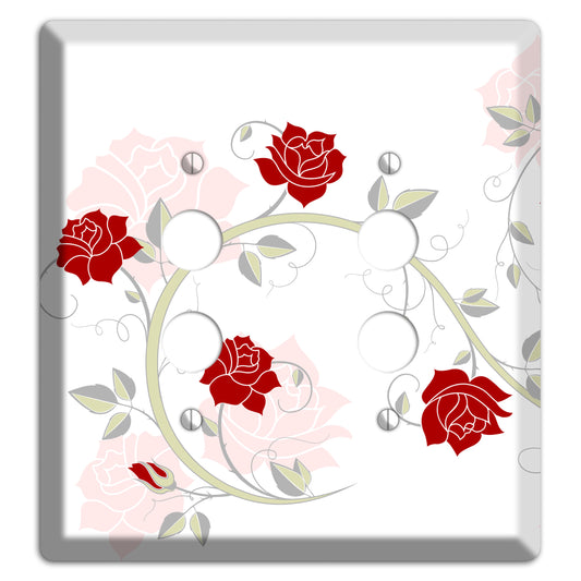 Red Rose 2 Pushbutton Wallplate