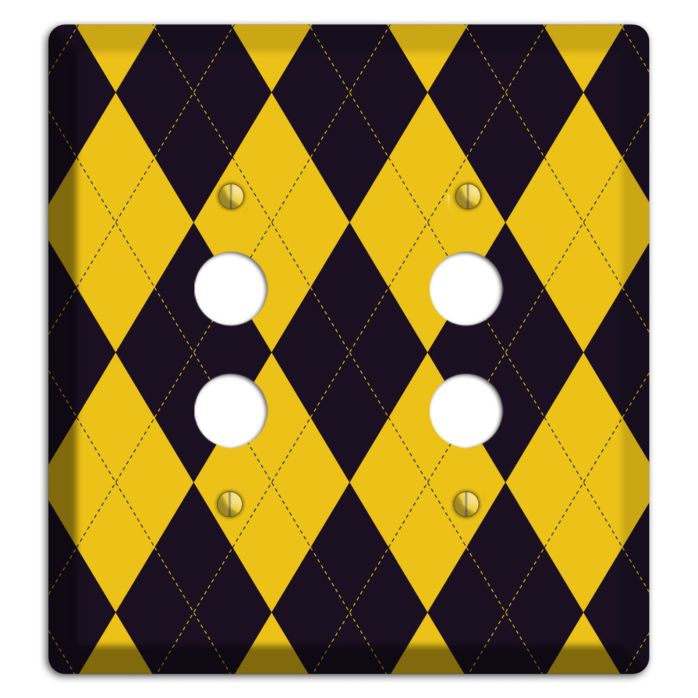 Yellow and Dark Purple Argyle 2 Pushbutton Wallplate
