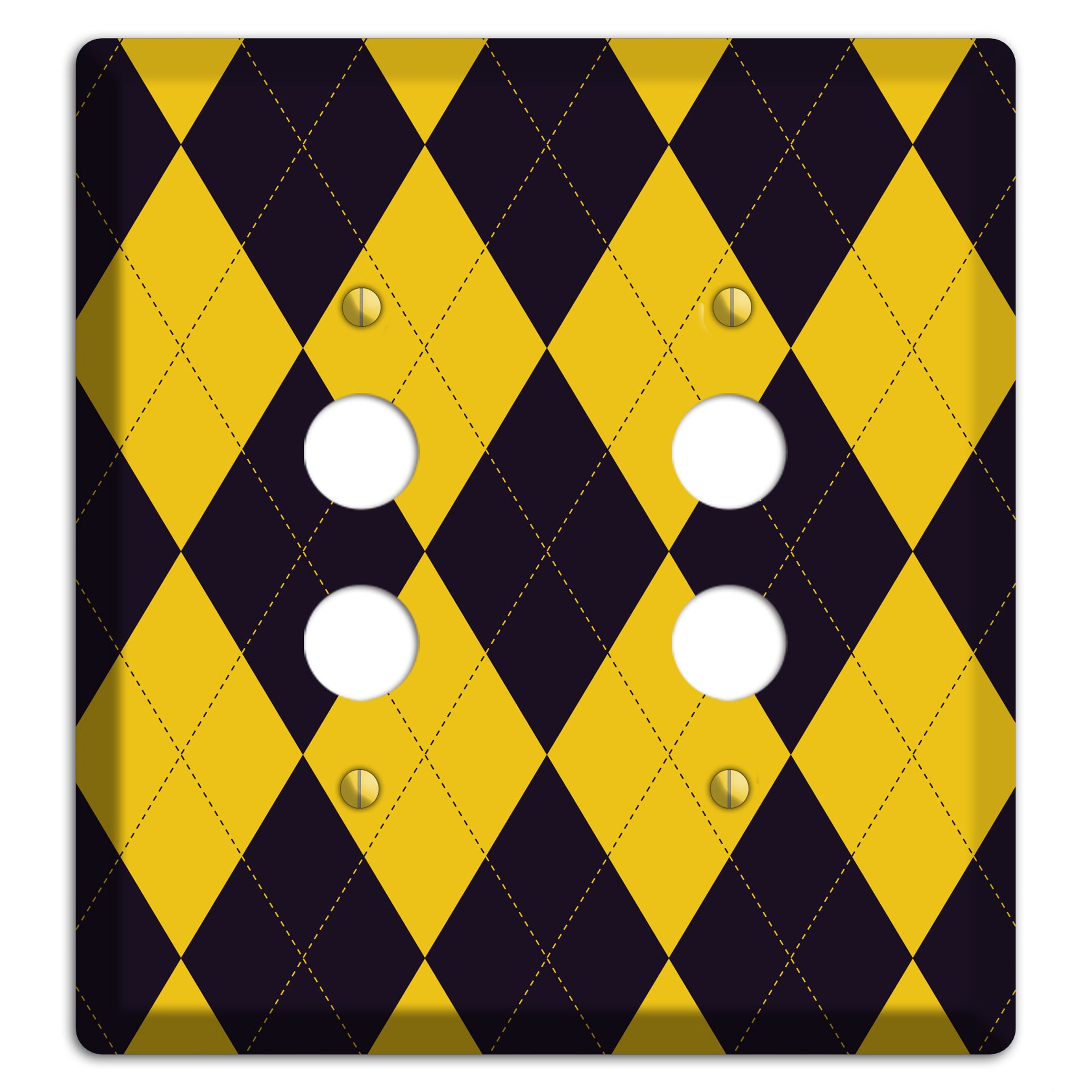 Yellow and Dark Purple Argyle 2 Pushbutton Wallplate