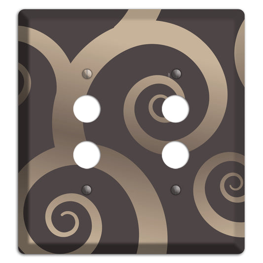 Brown with Beige Large Swirl 2 Pushbutton Wallplate