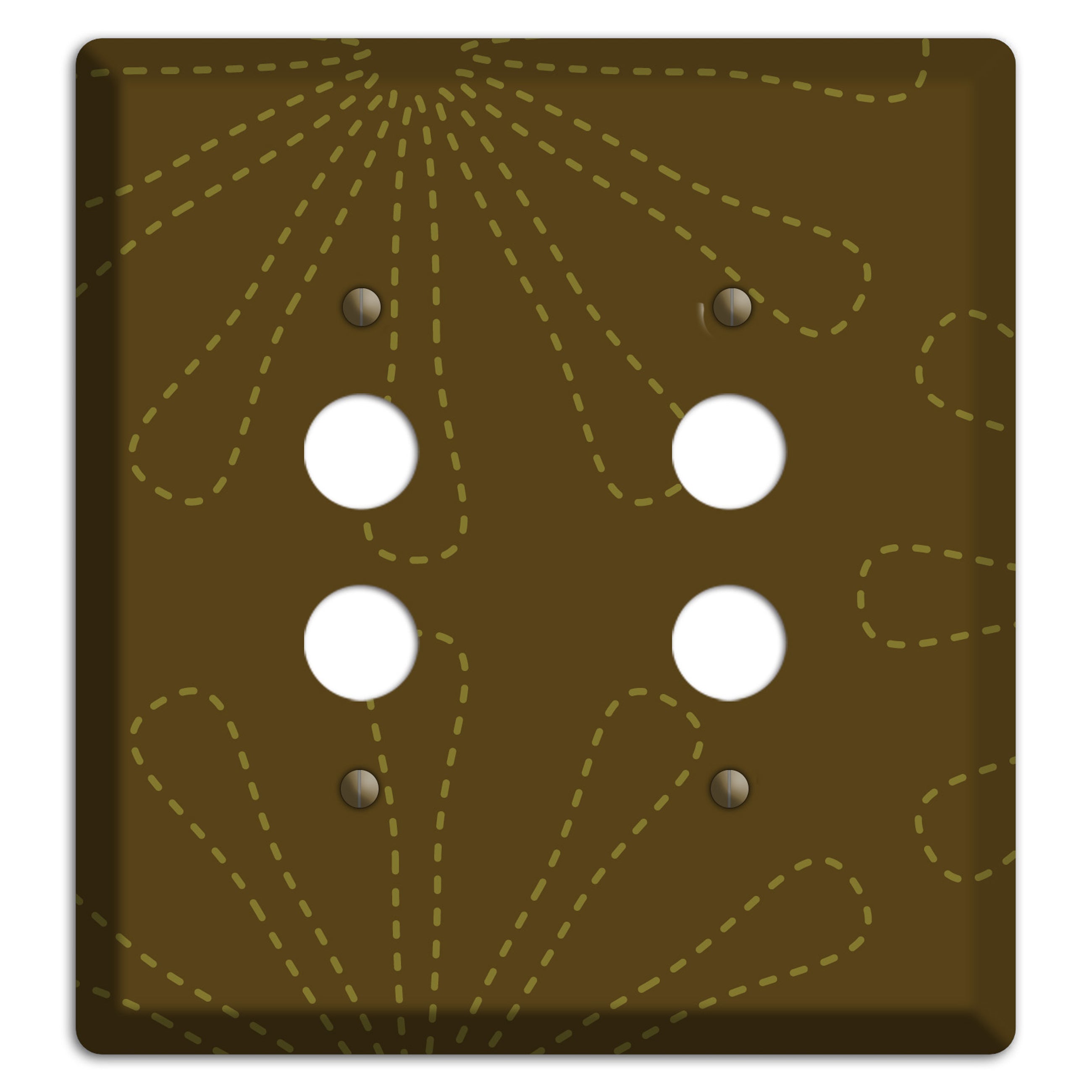Brown Retro Stipple Floral Contour 2 Pushbutton Wallplate