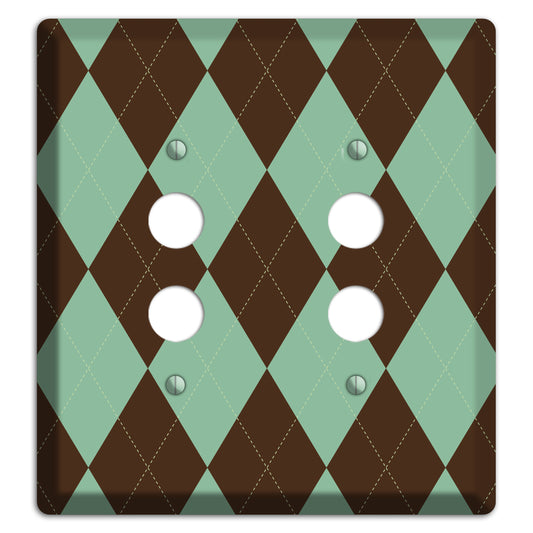 Green and Brown Argyle 2 Pushbutton Wallplate