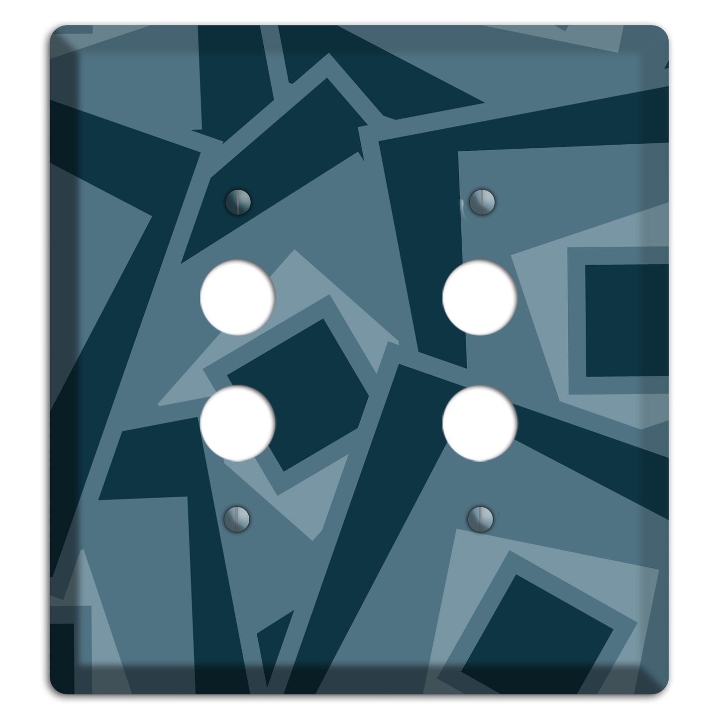 Blue-grey Retro Cubist 2 Pushbutton Wallplate