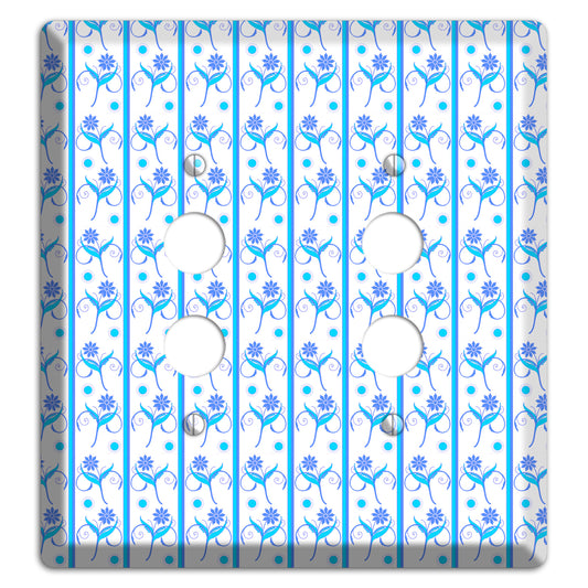 Blue Floral Pattern 2 Pushbutton Wallplate