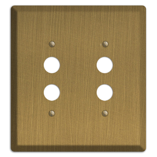 Antique Brushed Solid Brass 2 Pushbutton Wallplate
