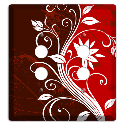 Burgundy and Red Deco Floral 2 Pushbutton Wallplate