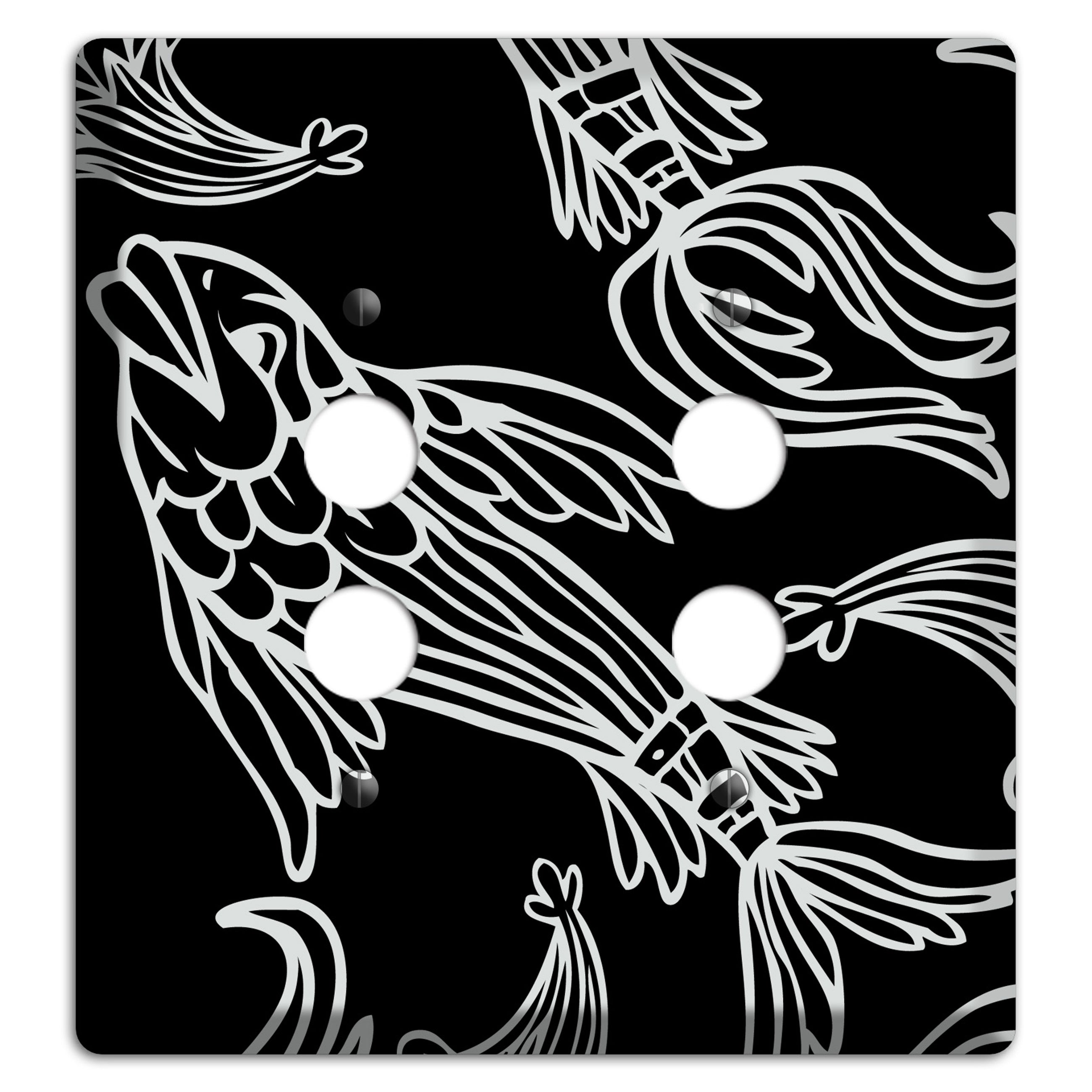 Black and White Koi 2 Pushbutton Wallplate