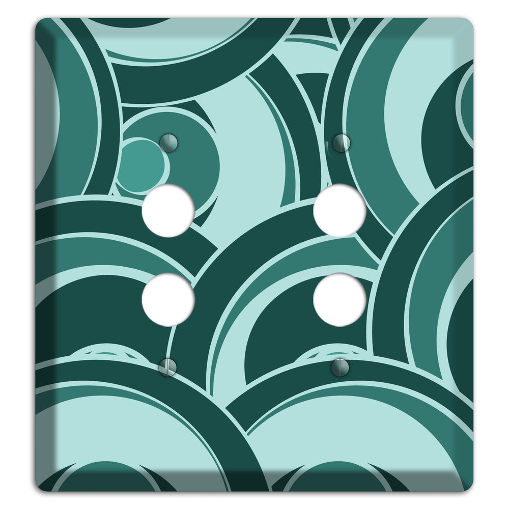 Blue-green Deco Circles 2 Pushbutton Wallplate