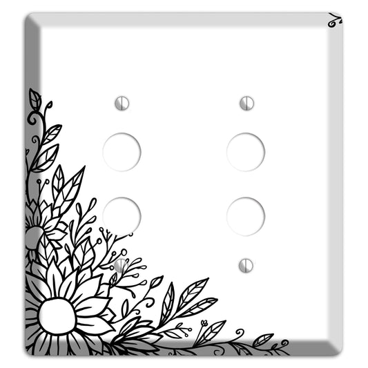 Hand-Drawn Floral 6 2 Pushbutton Wallplate