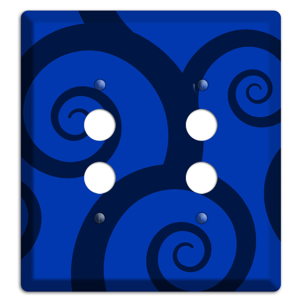 Blue Large Swirl 2 Pushbutton Wallplate