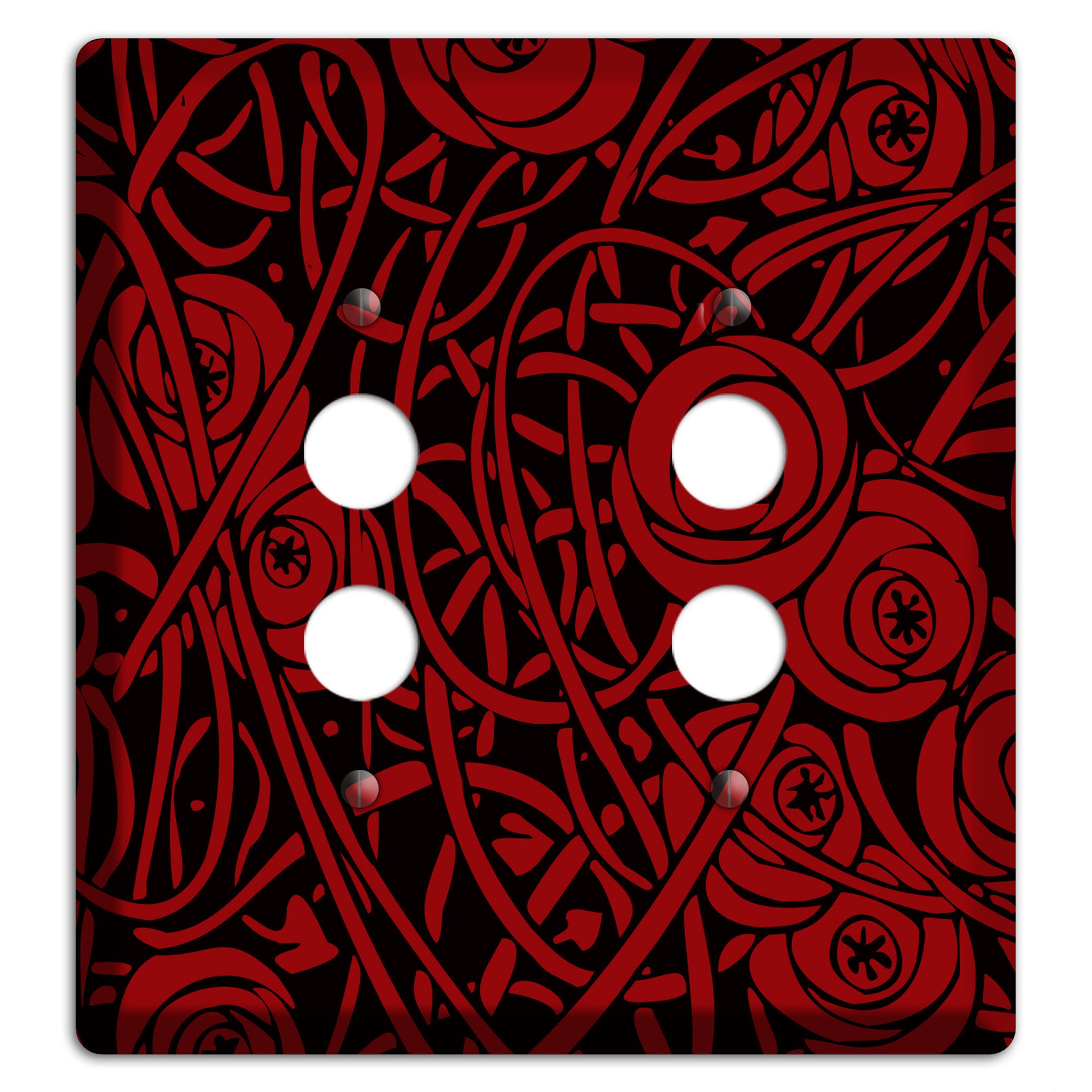Red Deco Floral 2 Pushbutton Wallplate