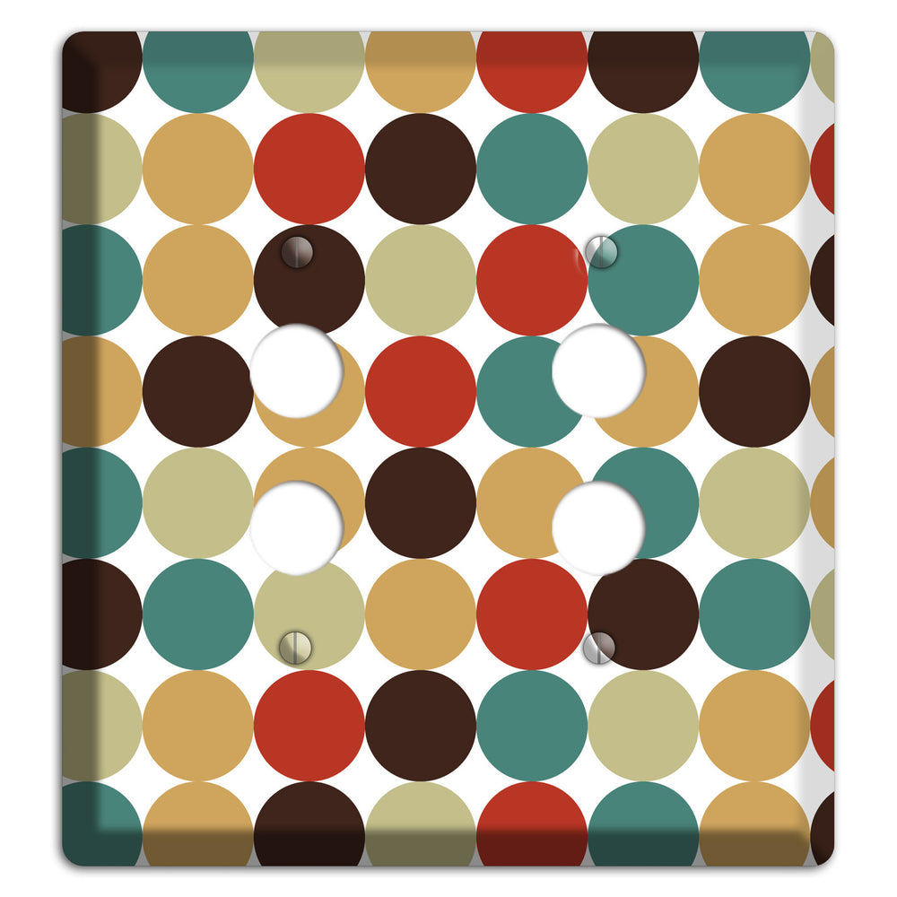 Brown Jade Beige Maroon Tiled Dots 2 Pushbutton Wallplate