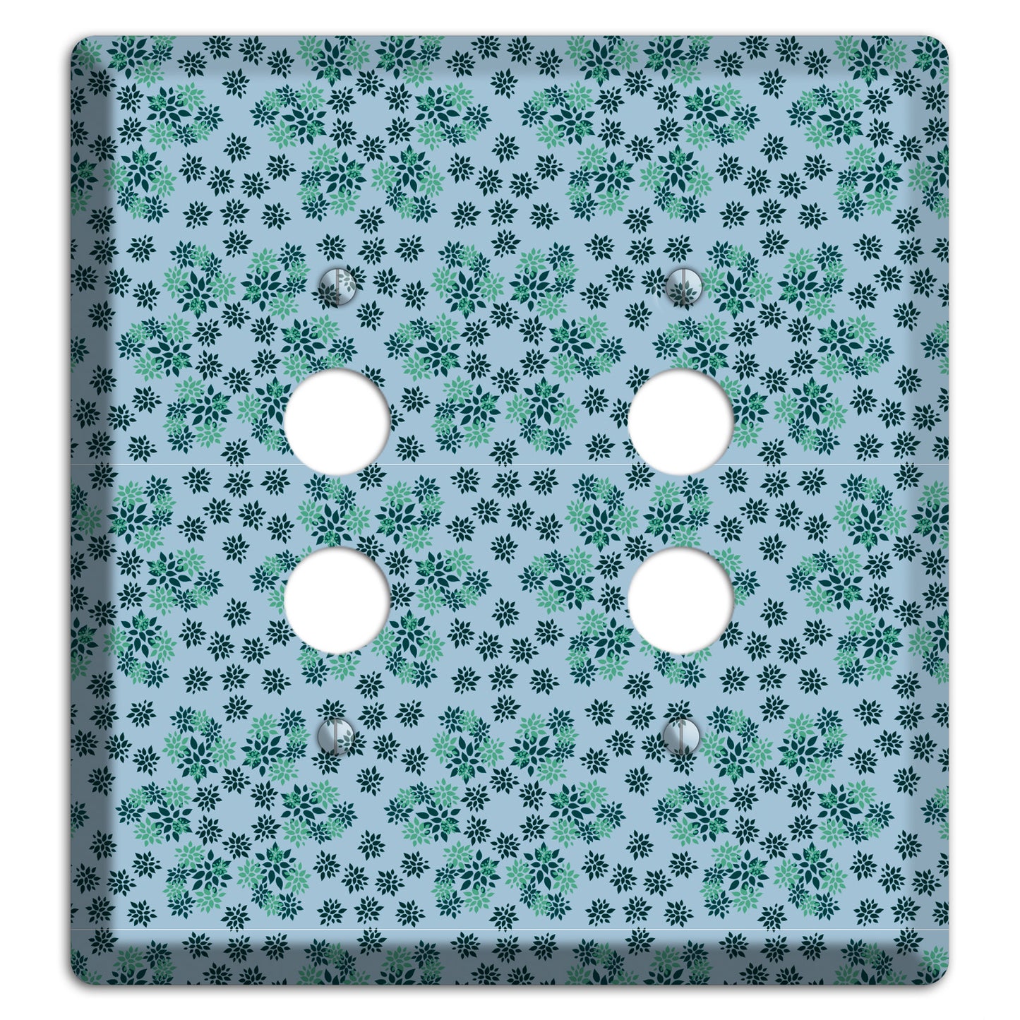Blue with Multi Green Calico 2 Pushbutton Wallplate