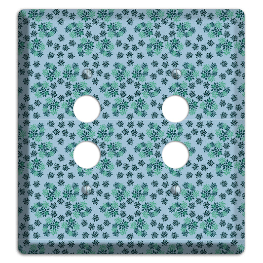 Blue with Multi Green Calico 2 Pushbutton Wallplate
