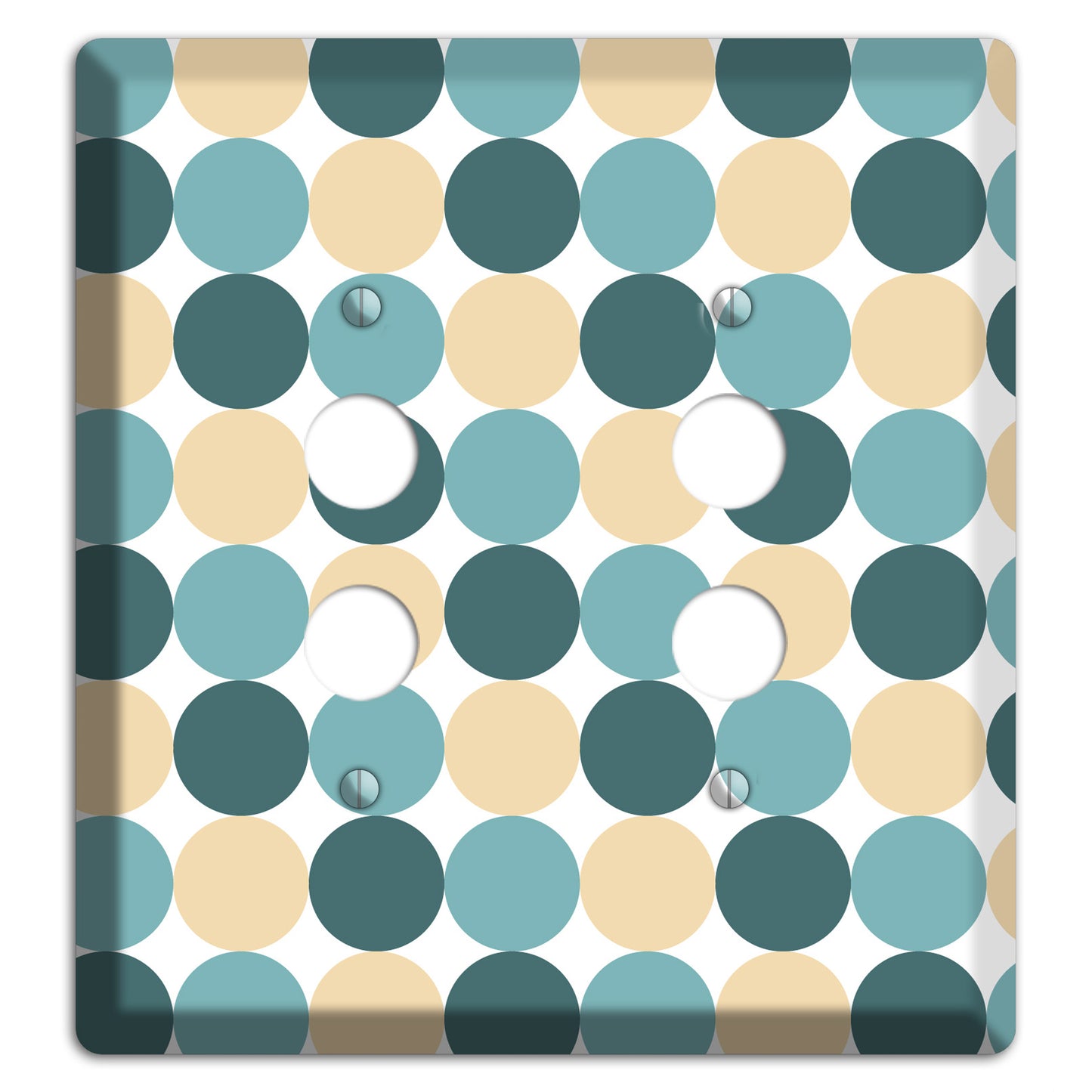 Dusty Blue Beige Tiled Dots 2 Pushbutton Wallplate
