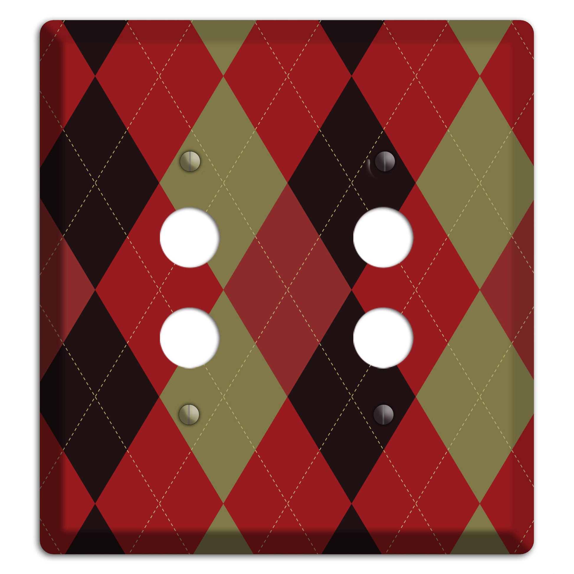 Red Olive Black Argyle 2 Pushbutton Wallplate