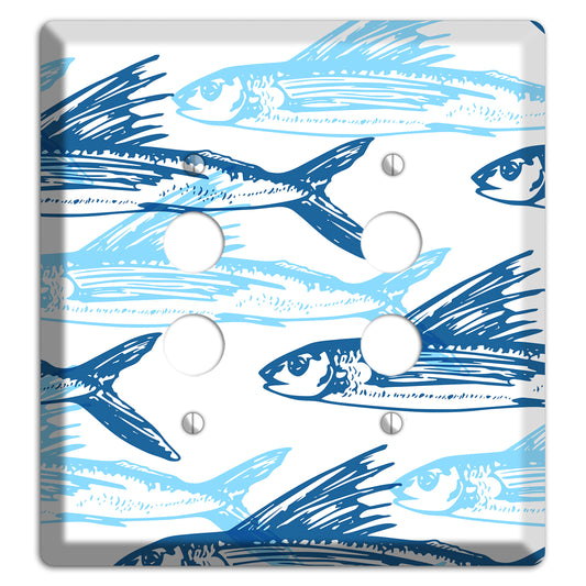 Multi-Blue Fish 2 Pushbutton Wallplate