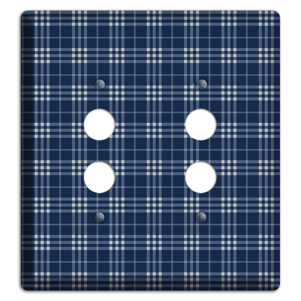 Blue and White Plaid 2 Pushbutton Wallplate