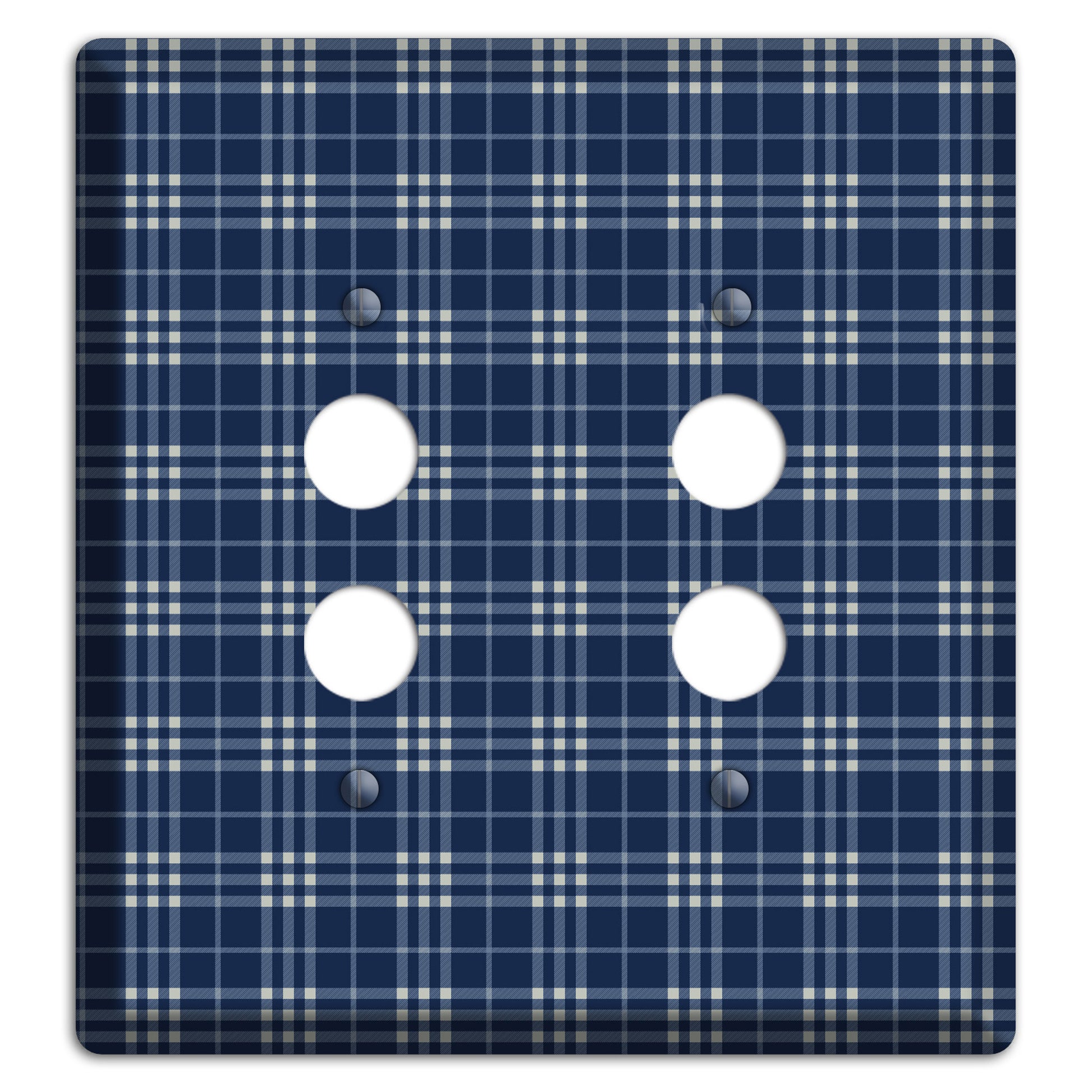 Blue and White Plaid 2 Pushbutton Wallplate