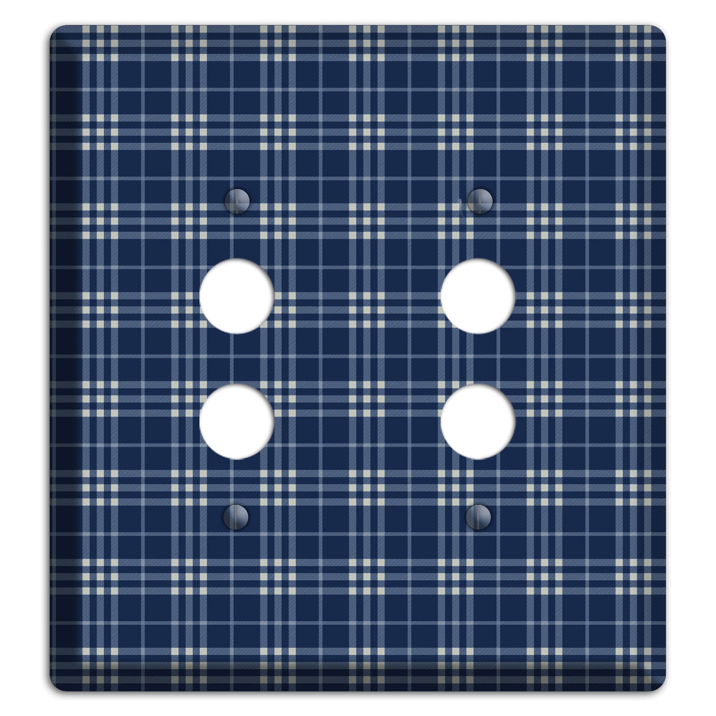 Blue and White Plaid 2 Pushbutton Wallplate