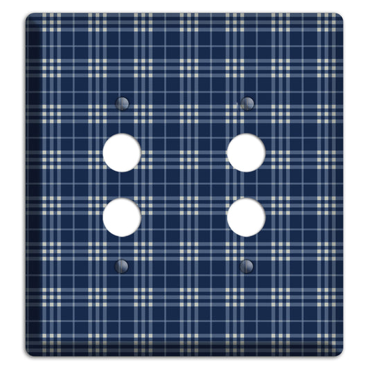 Blue and White Plaid 2 Pushbutton Wallplate