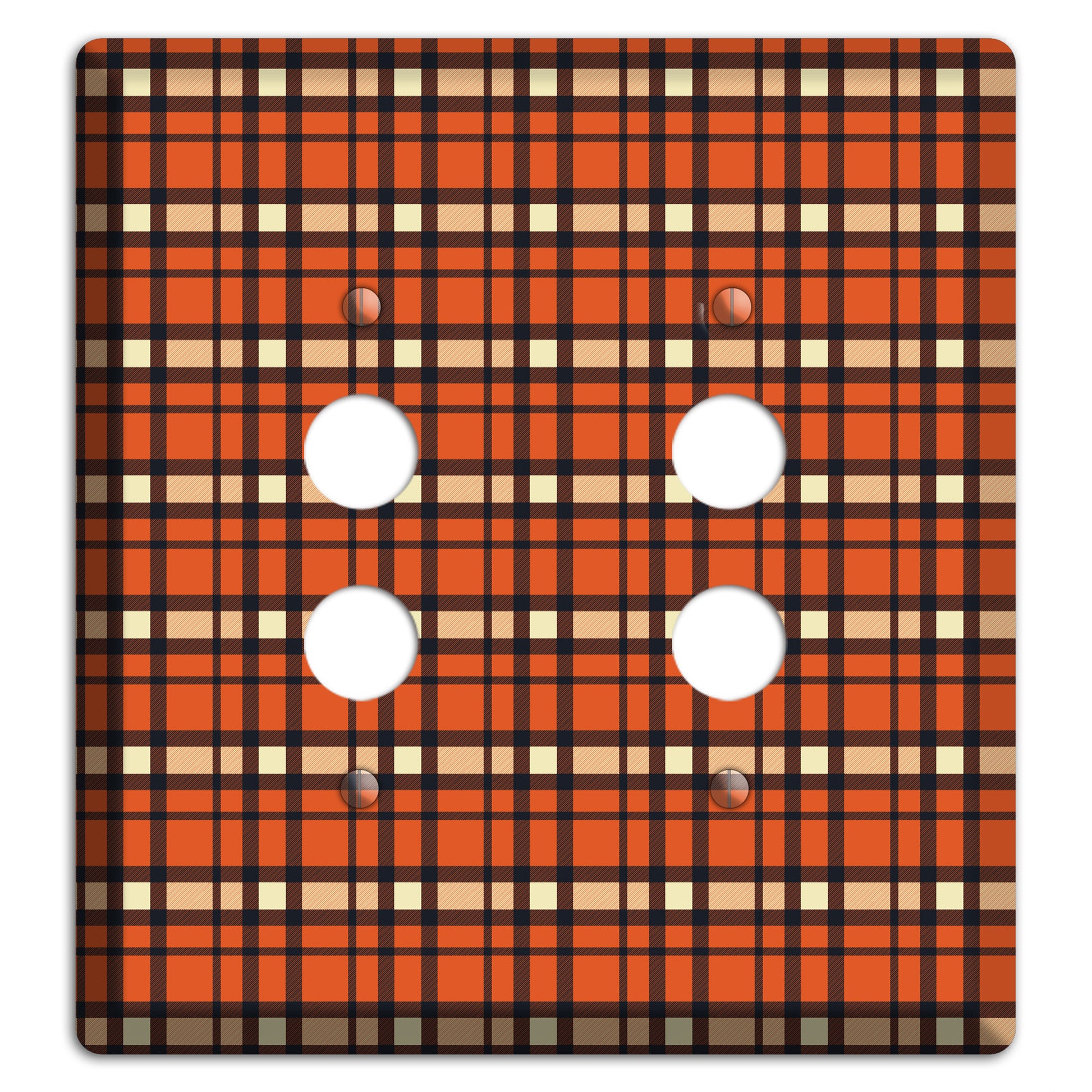 Orange Plaid 2 Pushbutton Wallplate