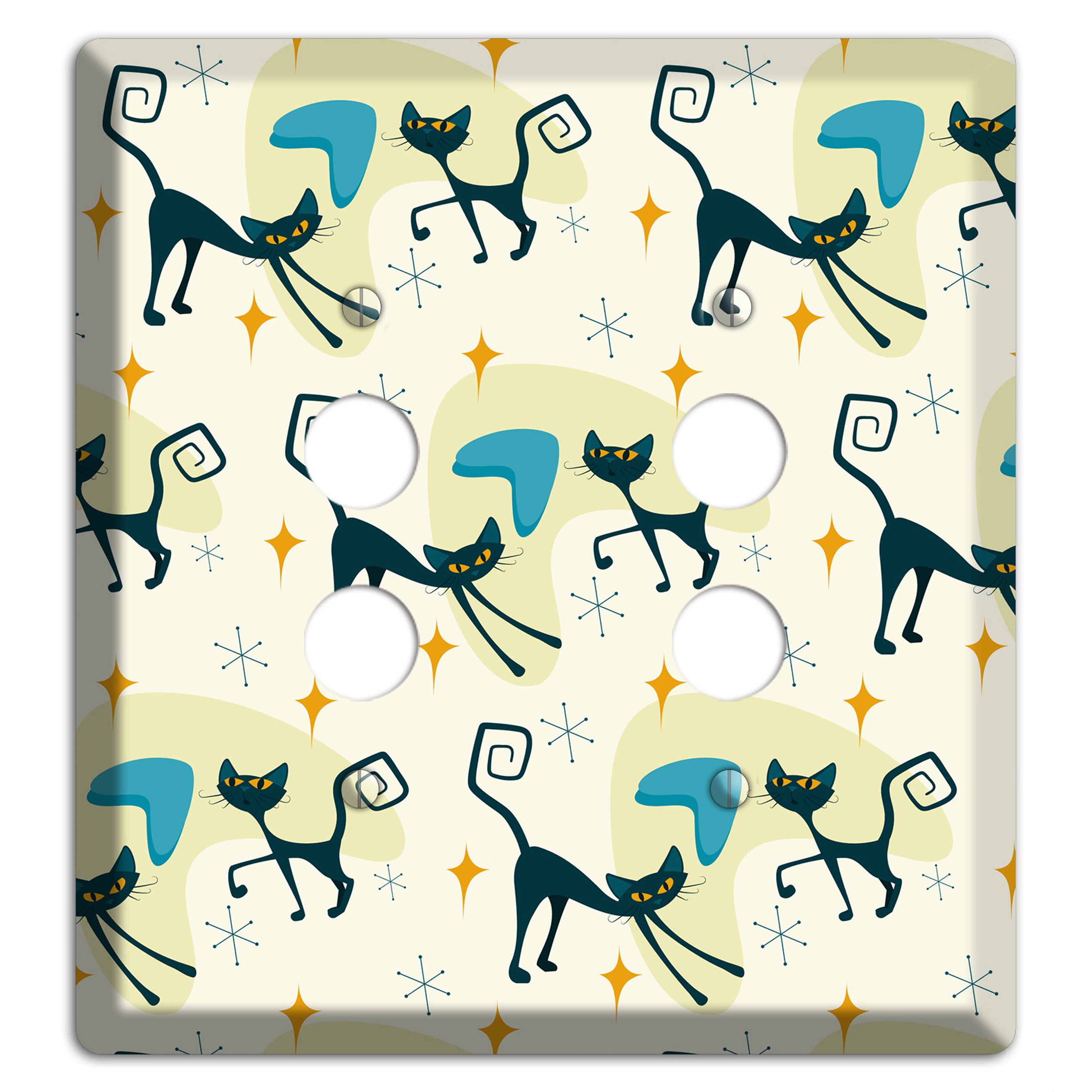 Black Cats 2 Pushbutton Wallplate