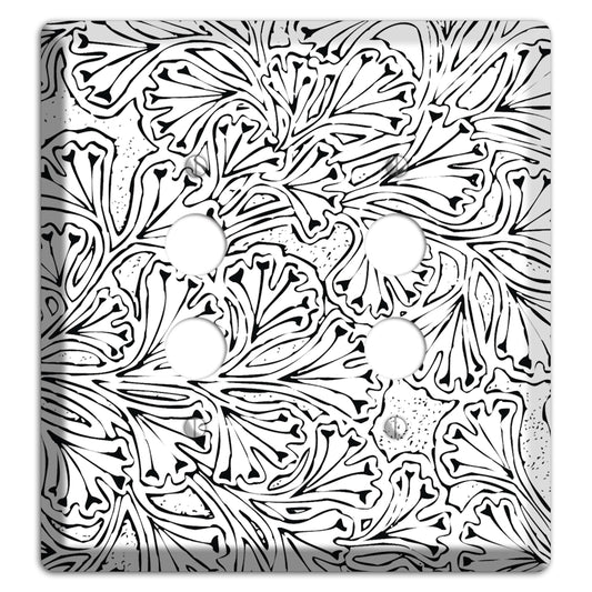 Deco White with Black Interlocking Floral 2 Pushbutton Wallplate