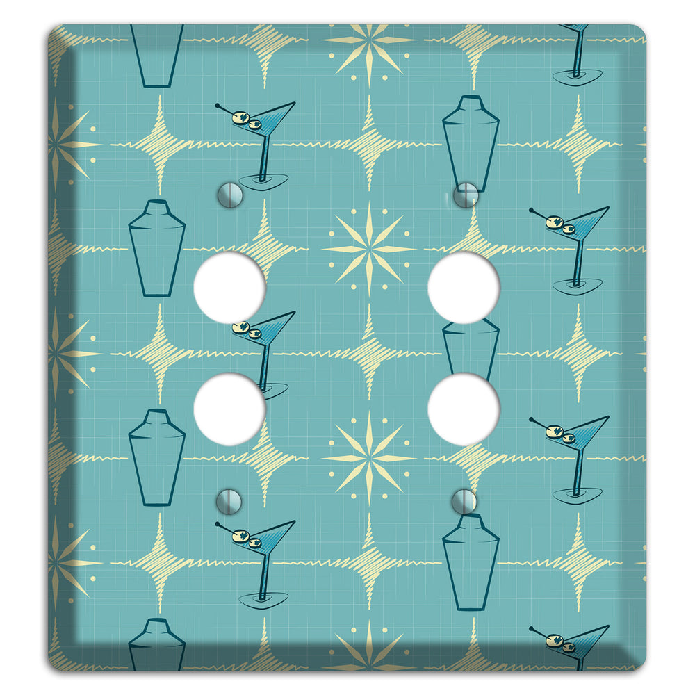 Blue Shaker and Martini 2 Pushbutton Wallplate
