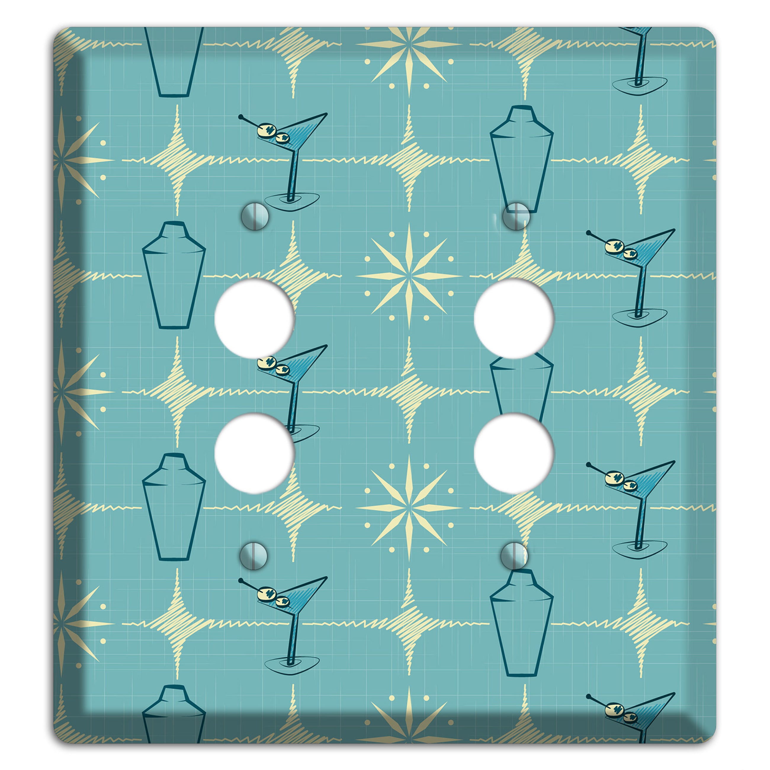 Blue Shaker and Martini 2 Pushbutton Wallplate
