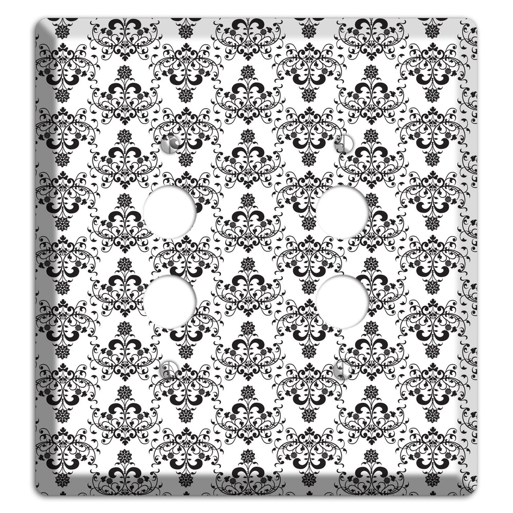 White with Black Cartouche Half Drop 2 Pushbutton Wallplate
