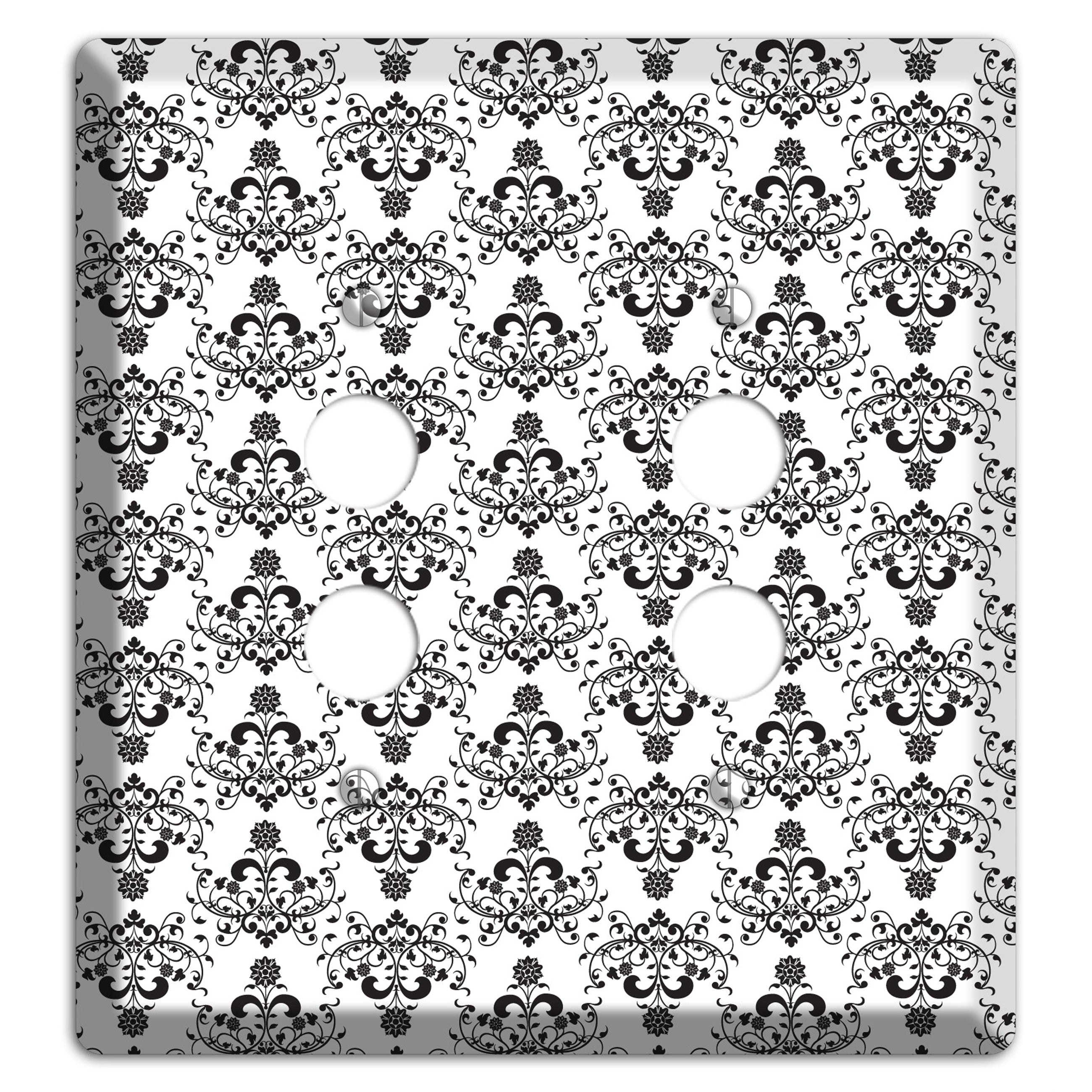 White with Black Cartouche Half Drop 2 Pushbutton Wallplate