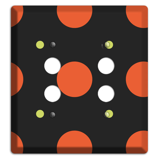 Black wih Orange and Lime Multi Tiled Medium Dots 2 Pushbutton Wallplate