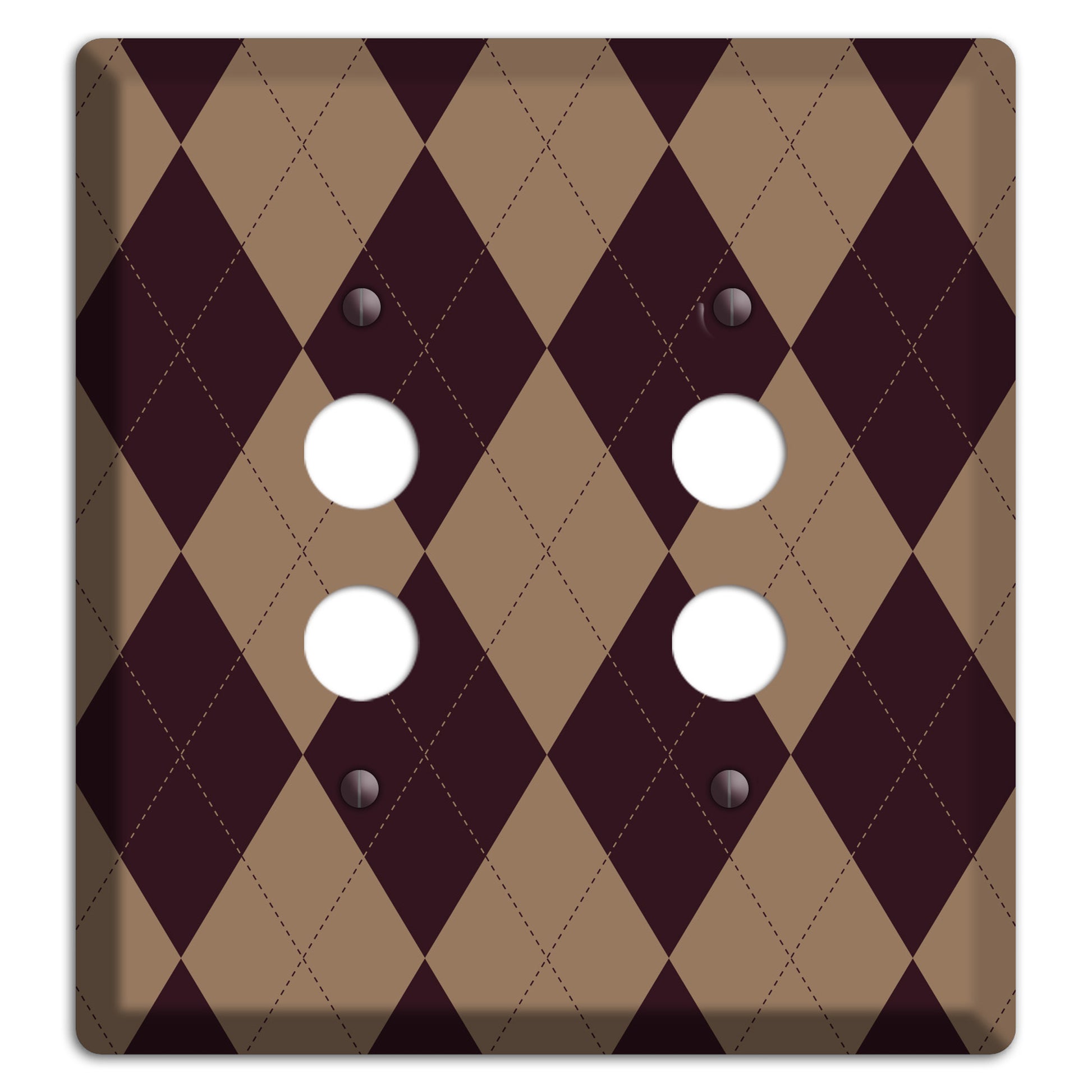 Burguny and Beige Argyle 2 Pushbutton Wallplate