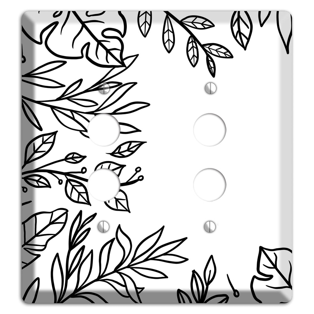 Hand-Drawn Leaves 6 2 Pushbutton Wallplate
