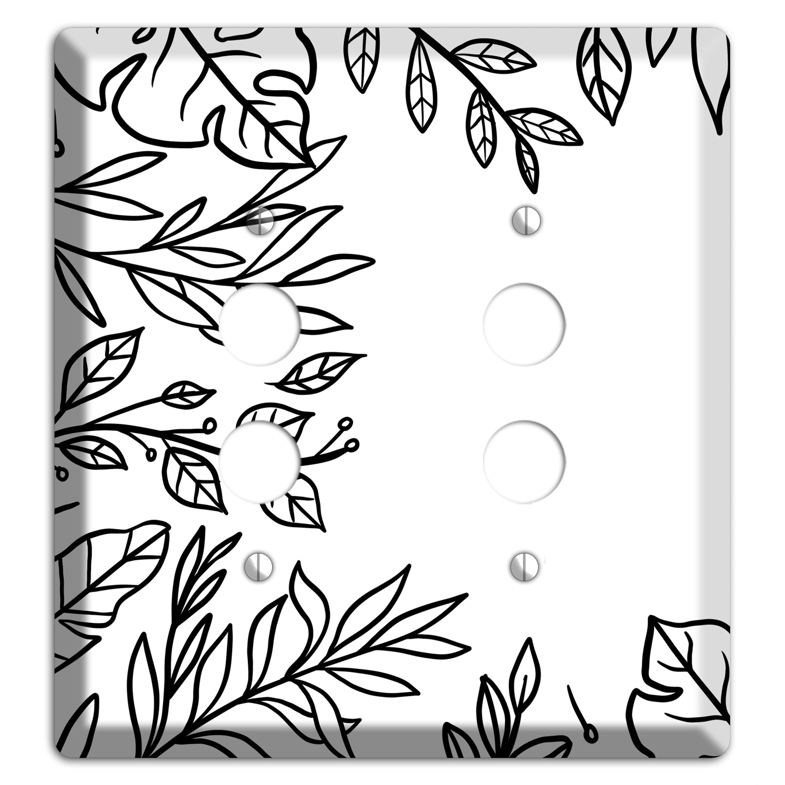 Hand-Drawn Leaves 6 2 Pushbutton Wallplate