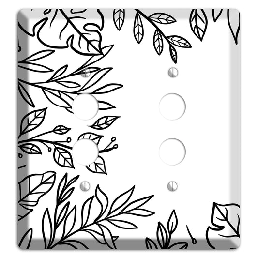 Hand-Drawn Leaves 6 2 Pushbutton Wallplate