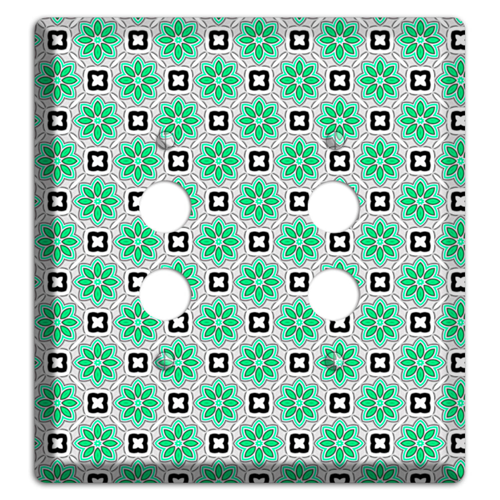 Green and Black Foulard 2 Pushbutton Wallplate
