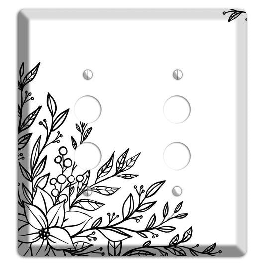 Hand-Drawn Floral 7 2 Pushbutton Wallplate