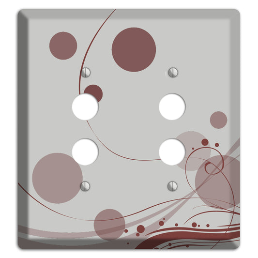 Grey with Maroon Dots and Swirls 2 Pushbutton Wallplate