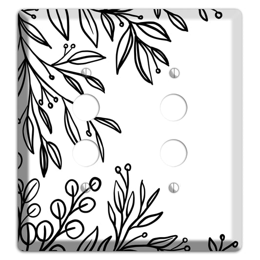 Hand-Drawn Floral 1 2 Pushbutton Wallplate