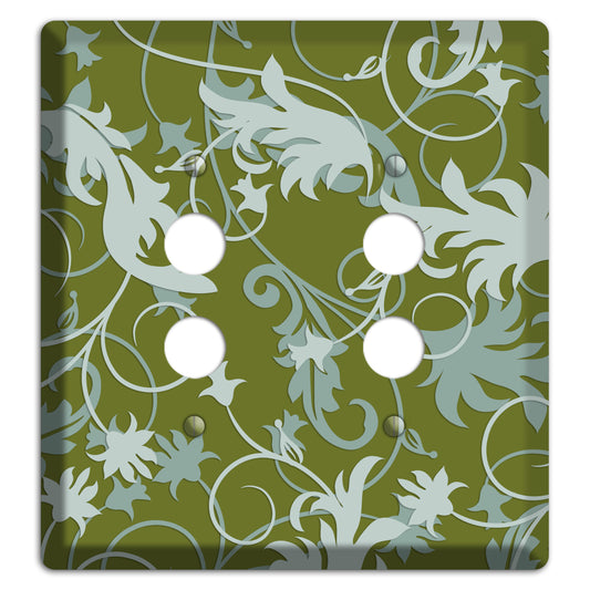 Green and Beige Victorian Sprig 2 Pushbutton Wallplate