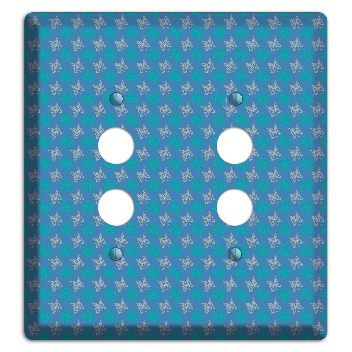 Blue with White and Turquoise Butterflies 2 Pushbutton Wallplate
